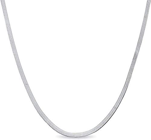 Savlano 925 Sterling Silver 2.5mm Herringbone Flat Snake Magic Chain Necklace for Women & Men with a Gift Box - Made in Italy