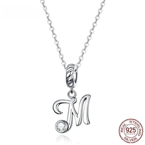 Collier Longue Chaîne Argent 925 cadeau créatif avec pendentif initiale alphabet rétro - 2