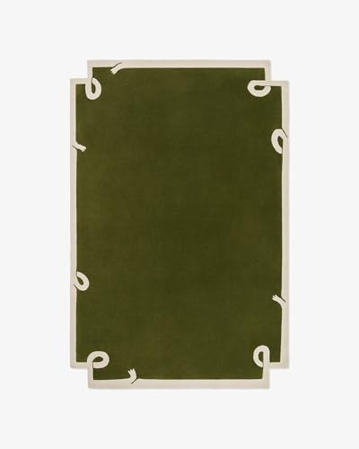 Image of Hand-Tufted Wool Carpet for Hall 4x6 feet Green Anti-Skid High Pile Thick Carpet & Rugs for Living Room & Hall