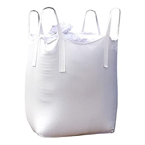 [ 10 Pack ] FIBC Bulk Bag, 1 One Ton Bag, 35"L x 35"W x 43"H, 2200lbs SWL, Duffle Top Flat Bottom, Woven Polypropylene Bags, FIBC Big Bag, Bulk Bags (10) Cover