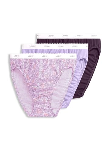 Jockey Women's Underwear Classic French Cut - 3 Pack, Cherry Wine/Floral Bushes/Sheer Lilac, 7