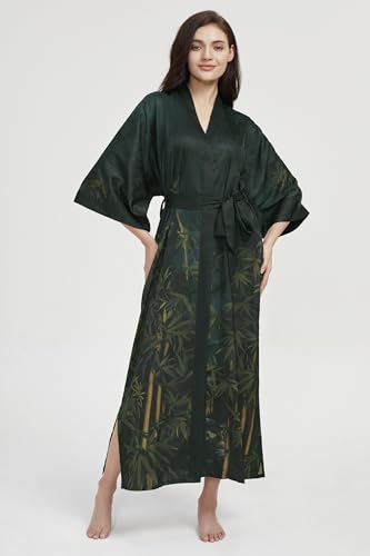 Image of PRODESIGN Kimono Robe for Women - Long Satin Sleepwear Silky Kimono Cover-Up Nightgown Japanese Bathrobe Loungewear Blouse