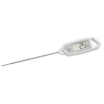 TFA Dostmann Digitales Einstichthermometer, 30.1064.02.K, mit Werkszertifikat, Edelstahlfühler, wasserdicht, drehbares Display, weiß, Kunststoff, (L) 206x (B) 31 x (H) 18 mm