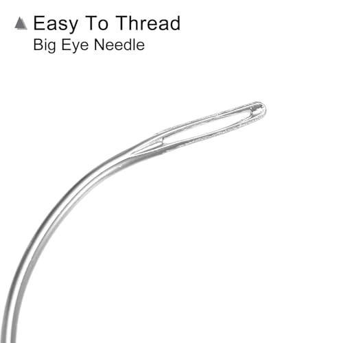 Image of HARFINGTON 50Pcs Curved Needles 2 inch C Type Weaving Sewing Needles Wig Making Upholstery Big Eye for Carpet Leather Canvas Repairing Blocking Knitting