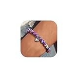 Kakonia Pulsera Mujer 8MM Pulsera Piedras Naturales Mujer Pulseras de cristal de corazón Ajustables Pulseras de piedra natural Boho Regalo de joyería - Color mixto