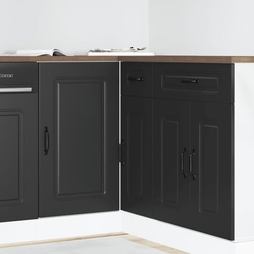 mzdioop Kalmar - Mueble bajo de cocina (madera, 86 x 46 x 81,5 cm, patas regulables), color negro