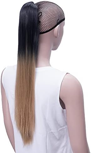 IMISSU Straight Clip on Hairpiece Extensions Pony Tail Clip Claw Ombre Ponytail Hair Pieces (Ombre Copper) - Image 5