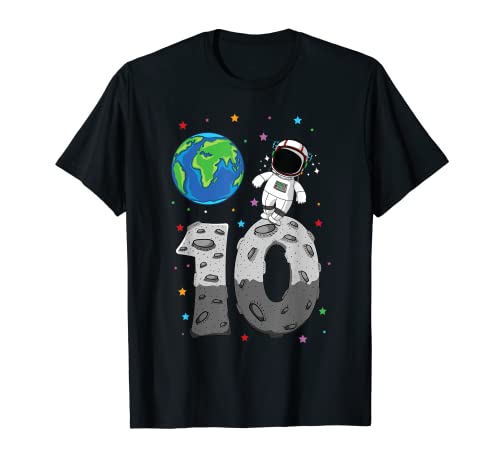10 cumpleaños astronauta planeta luna tierra, agua de mar fresca Camiseta