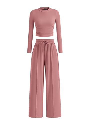 PRETTYGARDEN Women's 2 Piece Sets 2026 Fall Long Sleeve Crop