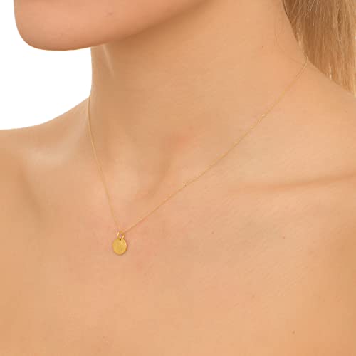 Solid Gold (14K, 9K) Necklace, Gold Necklace, Fingerprint Necklace, Round Fingerprint, Custom Necklace, Custom Necklace, Personalised Gift (0 Inches, Yellow Gold K14) #TOP1