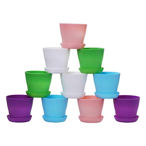 Tdhdike 10 Pcs Plastic Planters Indoor Pots, Mini Flower Seedlings Nursery Flower Pot With Pallet, Modern Decorative Gardening Containers #TOP4