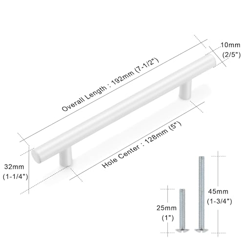 Probrico 30 Pack|5 inch Drawer Pulls Stainless Steel, Modern White Cabinet Pull, Round T bar Handles Dresser Drawer Pulls, Kitchen Cabinet Knob Hardware by Probrico - Used condition - Image 8