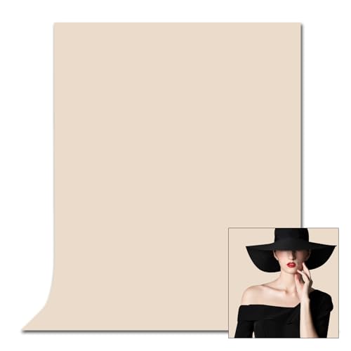 Uhexoyo Beige Background for Photography, Photobooth Professional Photo Backdrop Curtains, Studio Portrait Video Teams Photo op Backdrop Solid Color Backdrops for Photography 5x7FT