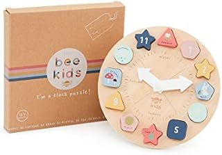 Just bee kids - Wooden Puzzle Clock Shape Sorter Toy, Interactive Nursery Toy for Babies, Toddlers and Children, For Boys and Girls, Suitable from 12+ Months