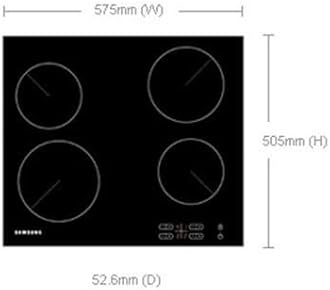 Samsung Ceramic Hob with 4 Cooking Zones, With Touch Control, Colour: Black, Material: Glass, C61R2AEE