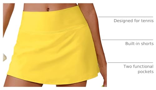 Image of PINSPARK Womens Tennis Skirt High Waisted Golf Skort with 2 Pockets Stretchy Athletic Skirts for Workout Pickleball Running