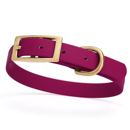 Image of Viper Biothane Heavy Duty Waterproof Dog Collar Strong Coated Nylon Webbing w /Solid Brass Hardware Odor-Proof Easy to Clean High Performance Fits Small Medium or Large Dogs, Magenta Pink