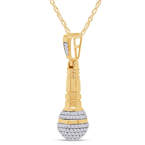 AFFY Round Cut White Cubic Zirconia Microphone Pendant Necklace in 14k Gold Over Sterling Silver2