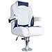 NORTHCAPTAIN Premium Reclining High Back Pontoon Captain's Chair Boat Bucket Seat with Removable Armrest,White/Pacific Blue