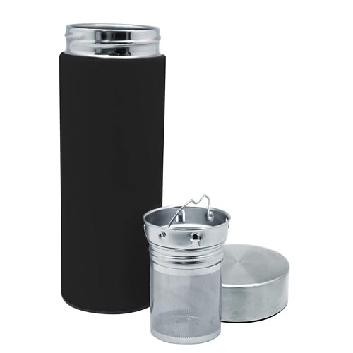 Termo de Doble Pared Negro 300ml, Ideal para infusiones; Mantiene la Temperatura, Ligero y portátil Viajar y Disfrutar de Bebidas Calientes.