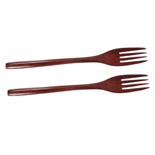 OFFSCH 2Pcs Natural Wooden Forks for Cooking and Mixing Stylish Household Utensils for Serving and Eating for Salads and Desserts Elegant Design Color