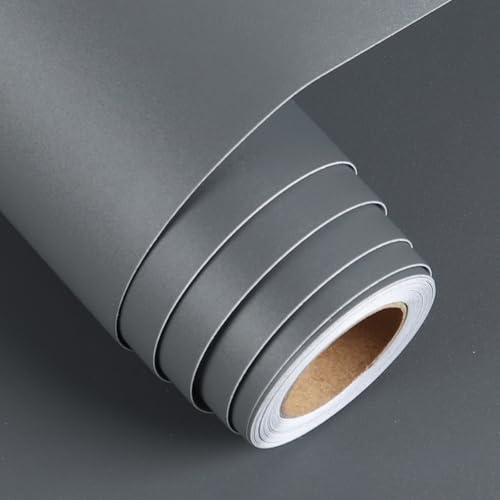 FunStick Carta Adesiva per Mobili Grigio Impermeabile Carta da Parati Moderna Pellicola Adesiva Mobili Autoadesivo Opaco 30CM x 5M Carta Adesiva per Pareti Rotolo Adesivi di Plastica per Mobili Armadi