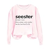 Momolaa Felpa Donna Jeans Felpati Donna Invernali Seester Like A Sister Cooler, Felpa con Cappuccio Stampata con Lettera Girocollo alla da Donna a Maniche Lunghe Jeans Felpati Donna Invernali