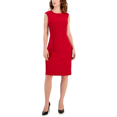 Image of Kasper Women's Cap Sleeve Sheath Dress with Seamed Waist Detail
