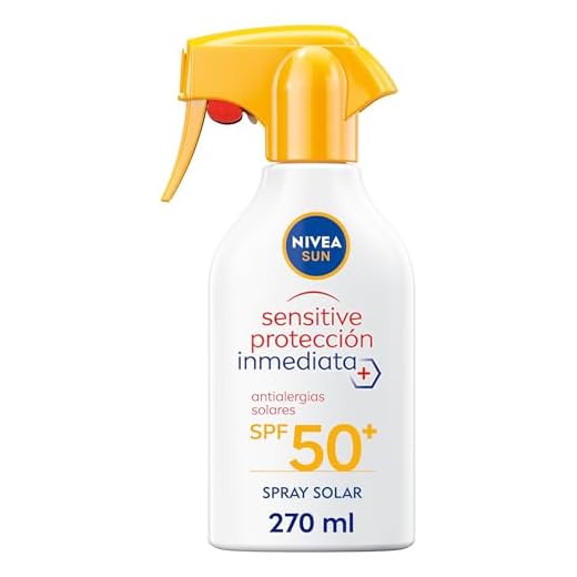 NIVEA SUN Sensitive Spray Antialergias FP50+ - Protector Solar Corporal par Alergias solares e Irritaciones - Protección Inmediata UVA/UVB - Sin Perfume - Resistente al Agua - Piel Sensible - 270 ml