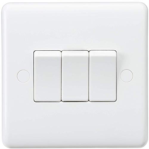 Knightsbridge CU4000 Curved Edge 10 A 3 Gang 2 Way Switch, White