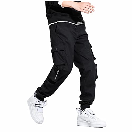 XKUN Survêtements Homme Plus Taille 8XL Hip Hop Joggers Cargo Pantalons Hommes Harem Pantalons Multi-Poche Homme Streetwear Casual Mens Pants-Black,XXL Cover