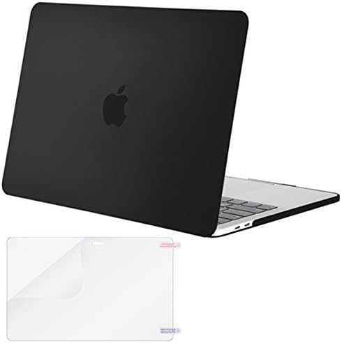 MOSISO Plastic Hard Case with Screen Protector Compatible Newest MacBook Pro 13 Inch, Pure Black
