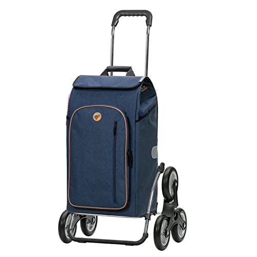 Andersen Chariot de Courses Royal avec Sacoche Folke Bleu, Volume 61L, Poche Isotherme, Cadre en Acier et Couronne à 3 Roues