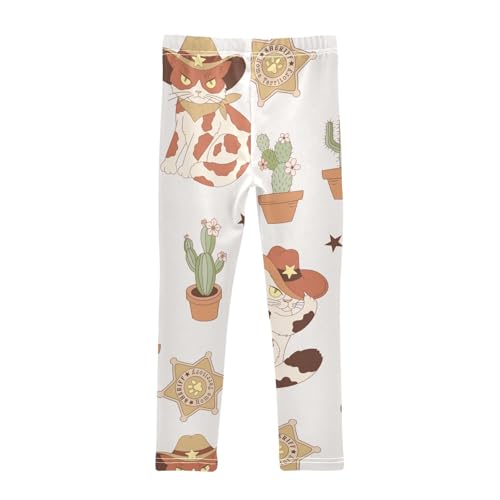 Western Cat Girls Leggings,Workout Leggings for Girls Toddler Athletic Legging Size for 3-10T2