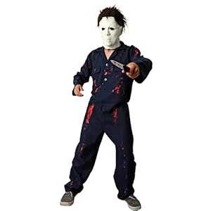 Gojoy Shop- Disfraz de Asesino Slasher de Michael Myers para Niñas Adulto Halloween Canaval(Contiene:Mono,Máscara,Cuchillo y Mochila de Cuerdas.4 Tallas Diferentes)