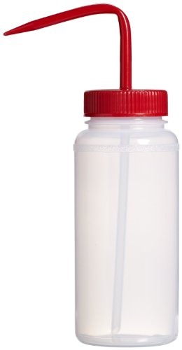 SP Bel-Art Wide-Mouth 500ml (16oz) Polyethylene Wash Bottles; Red Polypropylene Cap, 53mm Closure (Pack of 6) (F11625-0500)