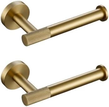 Bathroom Hardware Accessories Set Brushed Gold Knurled Brass Kit Towel Bar Ring Robe Hook Paper Holder Towel Ring Toilet Brush,2 Paper Holder image 3