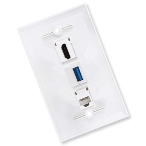 Placa de pared RJ45 USB 3.0 Cat6 de 3 puertos para transferencia de datos de alta velocidad y fácil instalación en el hogar u oficina