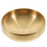 CALLARON Stainless Steel Bowls Ramen Bowls Stainless Steel Korean Bowl Vegetable Salad Bowls Noodle Soup Bowls Udon for Hot Soup Cereal Rice (Golden) Stainless Steel Bowl