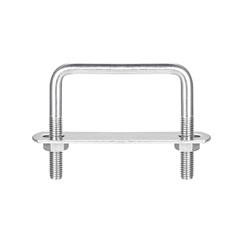Image of uxcell Square U-Bolts, 2 Sets 67mm(2.64 inch) Inner Width 65mm Length M8 304 Stainless Steel U Clamp Bolt with Nuts and Plates, for Boat Trailer