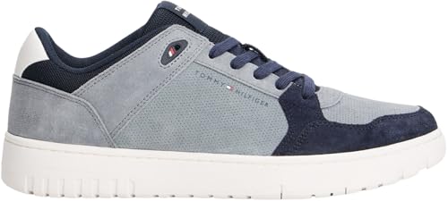Tommy Hilfiger Men’s Suede Basketball Trainers, Grey (Overcast Grey), 9