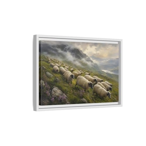 Toile de mouton nature grand format tableau salon beige