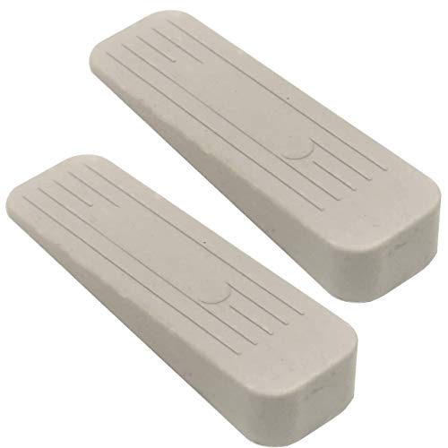 fiXte Deluxe Heavy Duty Non-Slip Rubber Door Wedge Stopper (2, Light Grey/Cream)