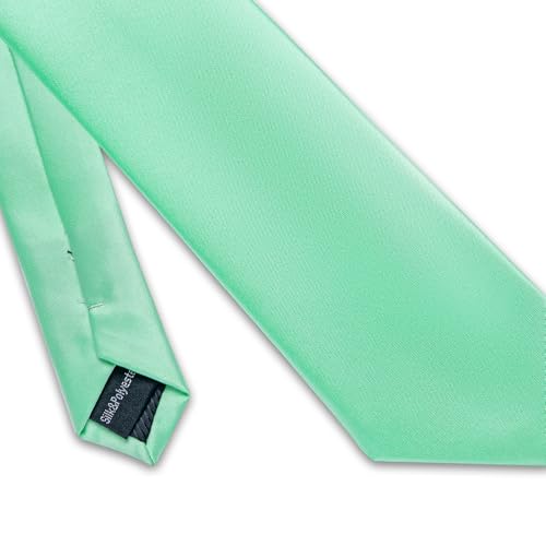 Image of YourTies Skinny Ties for Men Satin 2.4 inch Slim Necktie with Pocket Square Tie Clip Set Solid Color Wedding Party Business