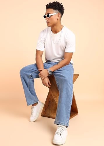 Image of MONTREZ Straight Fit Men Blue Mid Rise Jeans