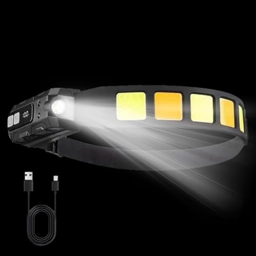 XIAOXIAOYU Torcia frontale a LED, lampada frontale con sensore, Fari da campeggio all'aperto, Torcia frontale ad alta luminosità a fascio largo per caccia, pesca, ciclismo