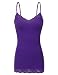 RT1004 Ladies Adjustable Spaghetti Strap Lace Trim Long Tunic Cami Tank Top D.Purple S