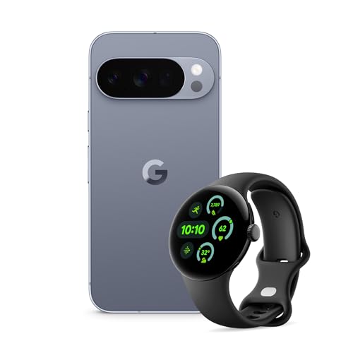 Image of Google Pixel 10 Pro - Unlocked Android Smartphone with Gemini, Triple Rear Camera System, 24+ Hour Battery and 6.3" Super Actua Display - Moonstone, 128GB + Watch 3 (Obsidian)