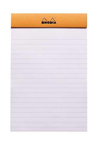 Rhodia 14600C - Packung mit 10 Notizblöcken No.14, 11x17cm 80 Blätter liniert 80g, Orange, 1 Pack