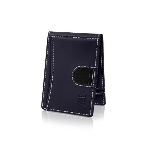 Image of Kings Loot Money Clip Slim Minimalist Wallet for Men - RFID Blocking Leather Design with Money Clip - Front Pocket Bifold Holds 12 Cards - Stylish & Compact Wallets (Sapphire)